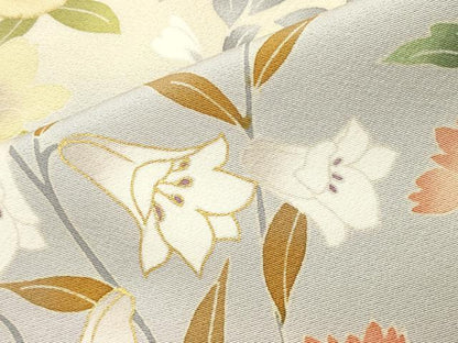 平和屋着物●訪問着　駒刺繍　草花文　暈し染め　金彩　ロング丈　正絹　逸品　CABI0683gh
