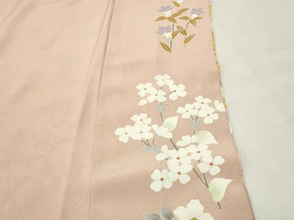 平和屋着物●訪問着　駒刺繍　草花文　暈し染め　金彩　ロング丈　正絹　逸品　CABI0683gh