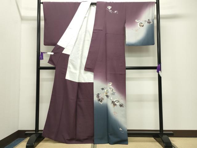平和屋着物●訪問着　花唐草文　暈し染め　金銀彩　正絹　逸品　CABI0685gh