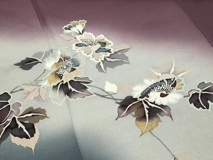 平和屋着物●訪問着　花唐草文　暈し染め　金銀彩　正絹　逸品　CABI0685gh