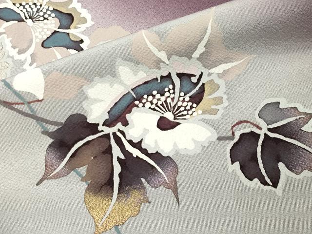 平和屋着物●訪問着　花唐草文　暈し染め　金銀彩　正絹　逸品　CABI0685gh