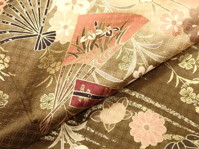 平和屋着物●訪問着　扇面花文　暈し染め　金彩　正絹　逸品　CABI0686gh