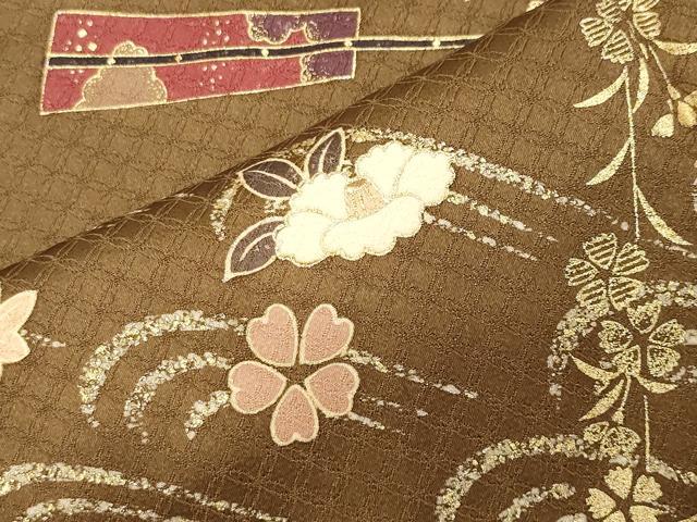 平和屋着物●訪問着　扇面花文　暈し染め　金彩　正絹　逸品　CABI0686gh