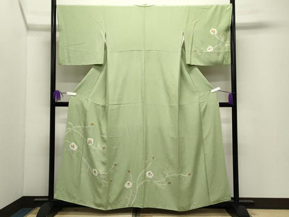 平和屋着物●訪問着　絞り　枝花文　金彩　正絹　逸品　CABI0687gh