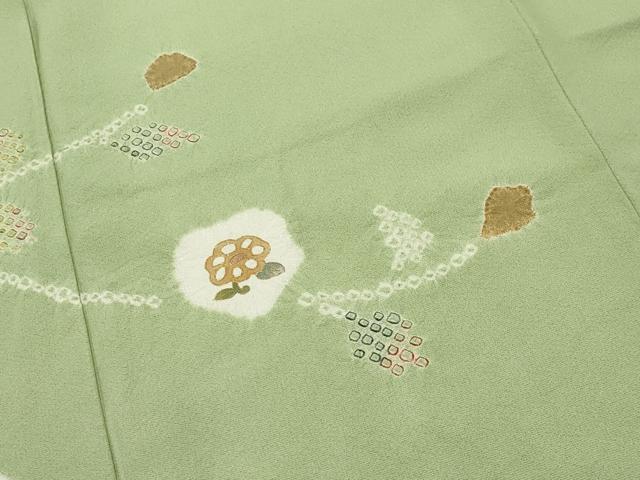 平和屋着物●訪問着　絞り　枝花文　金彩　正絹　逸品　CABI0687gh
