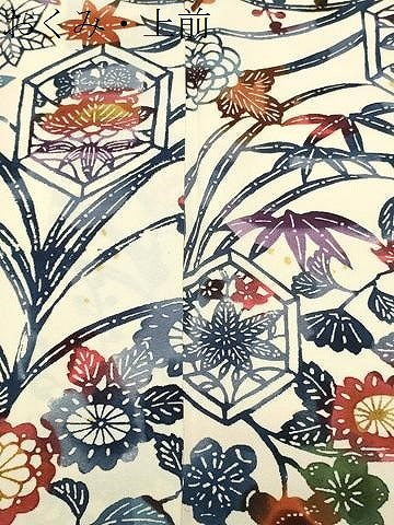平和屋着物●上質な小紋　型染め　亀甲草花文　正絹　逸品　CABI0688gh