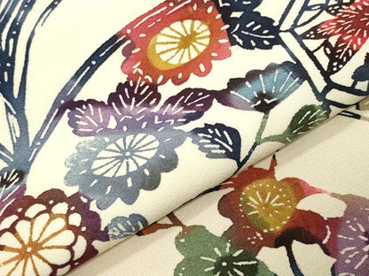 平和屋着物●上質な小紋　型染め　亀甲草花文　正絹　逸品　CABI0688gh