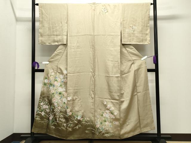 平和屋着物●訪問着　籬草花文　暈し染め　金彩　三越扱い　正絹　逸品　未使用　CABI0690gh