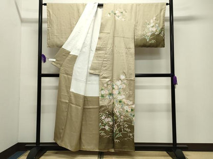 平和屋着物●訪問着　籬草花文　暈し染め　金彩　三越扱い　正絹　逸品　未使用　CABI0690gh