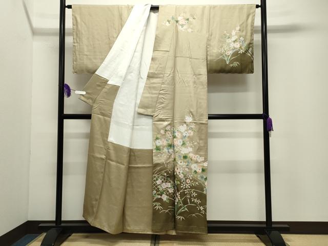 平和屋着物●訪問着　籬草花文　暈し染め　金彩　三越扱い　正絹　逸品　未使用　CABI0690gh