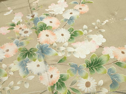 平和屋着物●訪問着　籬草花文　暈し染め　金彩　三越扱い　正絹　逸品　未使用　CABI0690gh