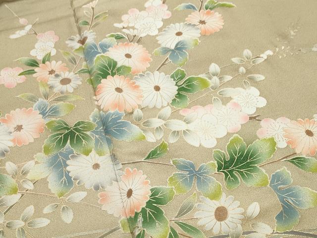 平和屋着物●訪問着　籬草花文　暈し染め　金彩　三越扱い　正絹　逸品　未使用　CABI0690gh