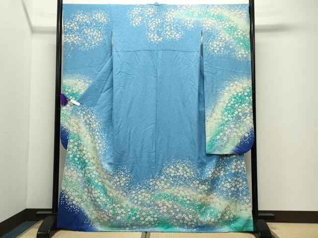 平和屋着物●豪華振袖　駒刺繍　舞桜文　暈し染め　金彩　金通し地　正絹　逸品　CABI0691gh
