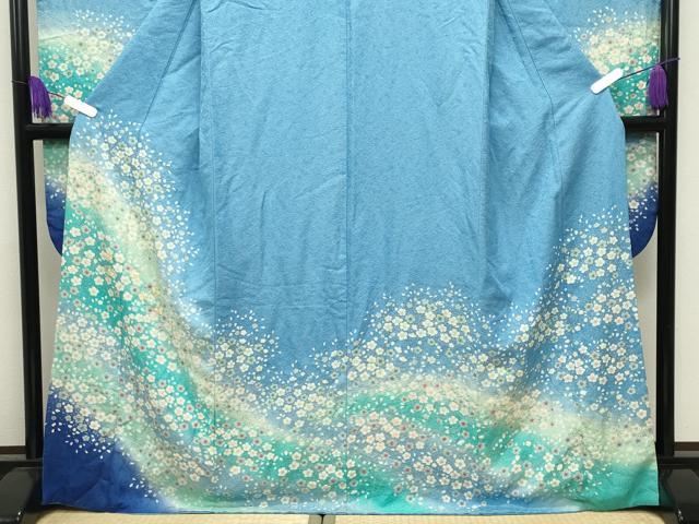 平和屋着物●豪華振袖　駒刺繍　舞桜文　暈し染め　金彩　金通し地　正絹　逸品　CABI0691gh