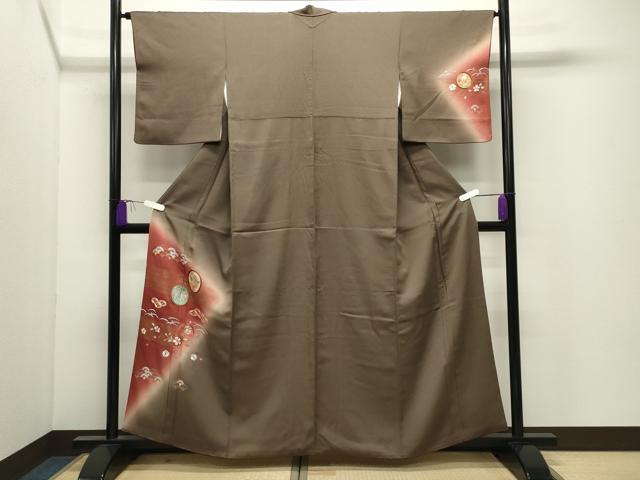 平和屋着物●訪問着　総刺繍　駒刺繍　花丸文　暈し染め　正絹　逸品　CABI0692gh