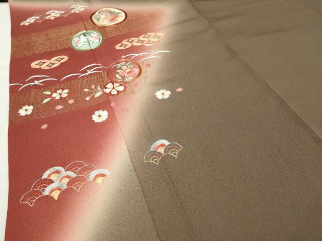 平和屋着物●訪問着　総刺繍　駒刺繍　花丸文　暈し染め　正絹　逸品　CABI0692gh