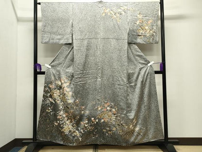 平和屋着物●訪問着　鳳凰籬花文　たたき染め　金彩　正絹　逸品　CABI0693gh