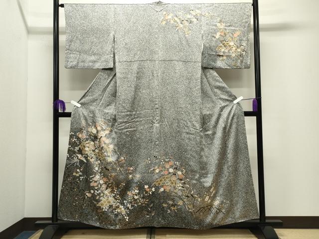 平和屋着物●訪問着　鳳凰籬花文　たたき染め　金彩　正絹　逸品　CABI0693gh