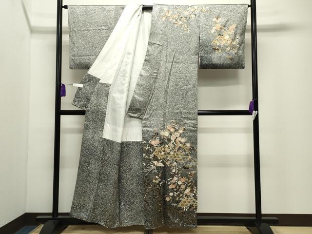 平和屋着物●訪問着　鳳凰籬花文　たたき染め　金彩　正絹　逸品　CABI0693gh