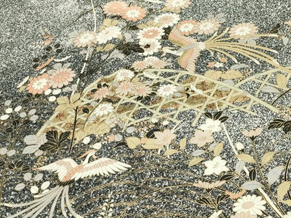 平和屋着物●訪問着　鳳凰籬花文　たたき染め　金彩　正絹　逸品　CABI0693gh