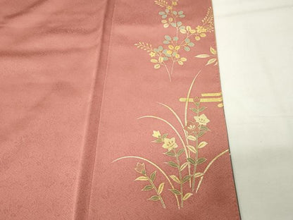 平和屋着物●訪問着　作家物　駒刺繍　扇面花文　暈し染め　金彩　正絹　逸品　CABI0695gh
