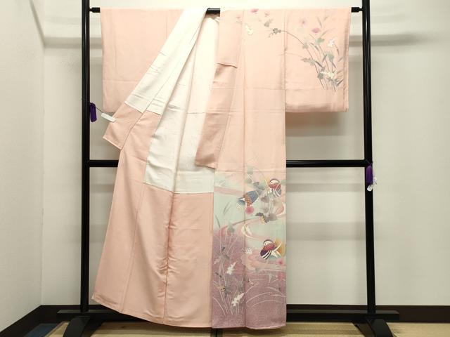 平和屋着物●訪問着　友禅　鴛鴦花文　暈し染め　正絹　逸品　CABI0696gh