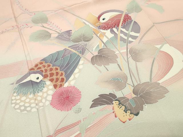 平和屋着物●訪問着　友禅　鴛鴦花文　暈し染め　正絹　逸品　CABI0696gh