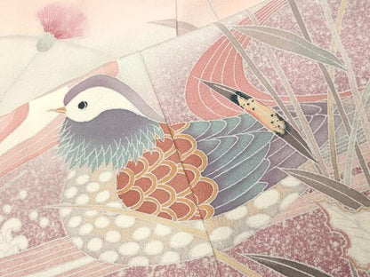 平和屋着物●訪問着　友禅　鴛鴦花文　暈し染め　正絹　逸品　CABI0696gh