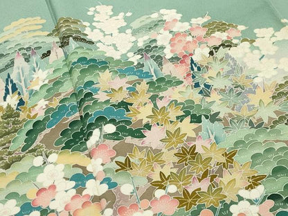 平和屋着物●豪華色留袖　友禅　作家物　風景文　暈し染め　正絹　逸品　CABI0698gh