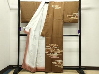 平和屋着物●訪問着　エ霞松花文　金銀彩　正絹　逸品　CABI0700gh