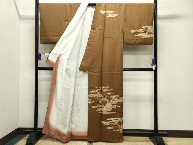 平和屋着物●訪問着　エ霞松花文　金銀彩　正絹　逸品　CABI0700gh