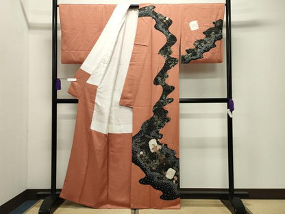 平和屋着物●訪問着　絞り　刺繍　道長万寿菊花文　金彩　正絹　逸品　CABI0701gh