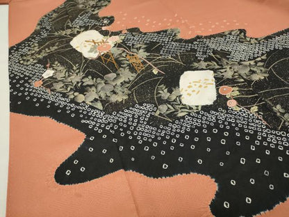 平和屋着物●訪問着　絞り　刺繍　道長万寿菊花文　金彩　正絹　逸品　CABI0701gh