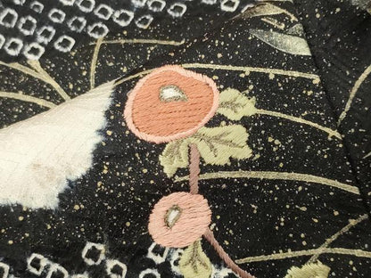平和屋着物●訪問着　絞り　刺繍　道長万寿菊花文　金彩　正絹　逸品　CABI0701gh