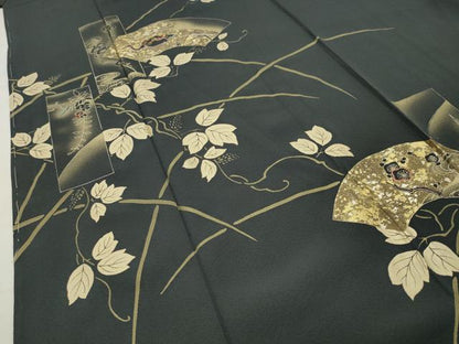 平和屋着物●訪問着　刺繍　短冊地紙鶴花文　暈し染め　金銀彩　正絹　逸品　CABI0703gh