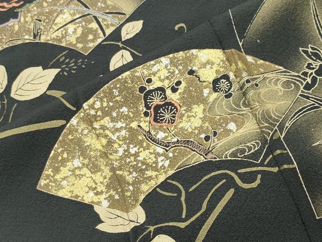 平和屋着物●訪問着　刺繍　短冊地紙鶴花文　暈し染め　金銀彩　正絹　逸品　CABI0703gh