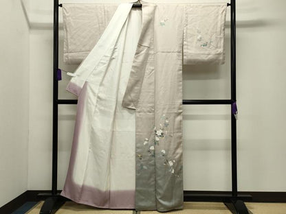 平和屋着物●訪問着　友禅　作家物　枝椿　暈し染め　正絹　逸品　CABI0704gh