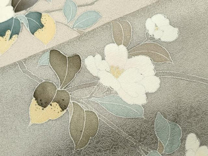 平和屋着物●訪問着　友禅　作家物　枝椿　暈し染め　正絹　逸品　CABI0704gh