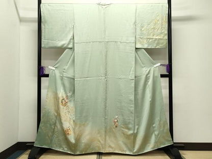 平和屋着物●訪問着　駒刺繍　雪輪花文　暈し染め　金銀彩　正絹　逸品　CABI0705gh