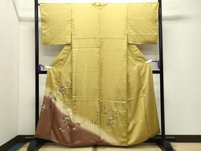 平和屋着物●訪問着　枝花文　暈し染め　金銀彩　正絹　逸品　CABI0706gh