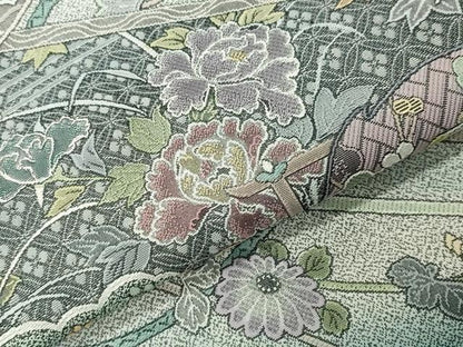 平和屋着物●日本画家　霜鳥忍の世界　彩天目織　色留袖　几帳絵巻花文　暈し染め　正絹　逸品　CABI0712gh