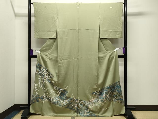 平和屋着物●豪華色留袖　流水枝梅文　金彩　正絹　逸品　CABI0713gh