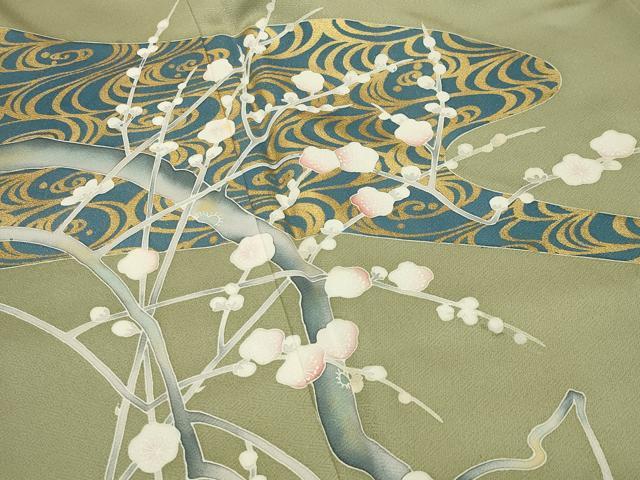 平和屋着物●豪華色留袖　流水枝梅文　金彩　正絹　逸品　CABI0713gh