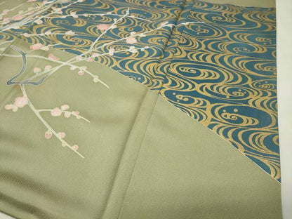 平和屋着物●豪華色留袖　流水枝梅文　金彩　正絹　逸品　CABI0713gh