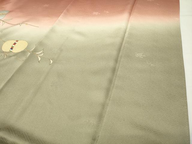 平和屋着物●訪問着　駒刺繍　枝垂れ柳　暈し染め　金彩　正絹　逸品　CABI0714gh
