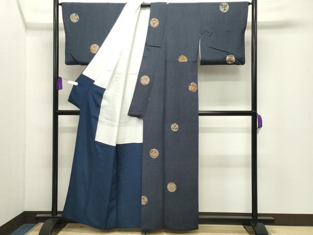平和屋着物●上質な小紋　毬花文　金彩　鬼しぼ縮緬　正絹　逸品　CABI0715gh