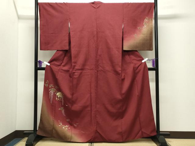 平和屋着物●訪問着　檜扇横笛花文　暈し染め　金彩　やまと誂製　正絹　逸品　CABI0718gh