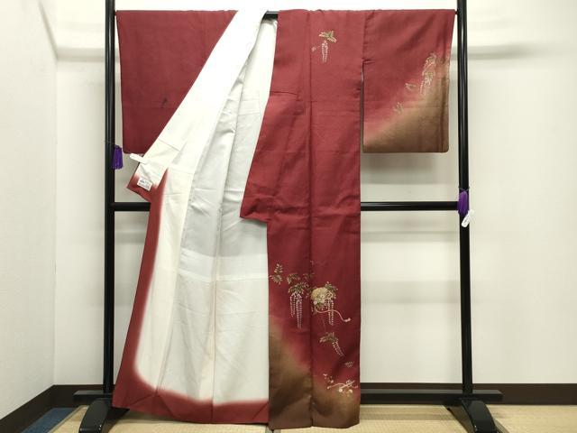 平和屋着物●訪問着　檜扇横笛花文　暈し染め　金彩　やまと誂製　正絹　逸品　CABI0718gh