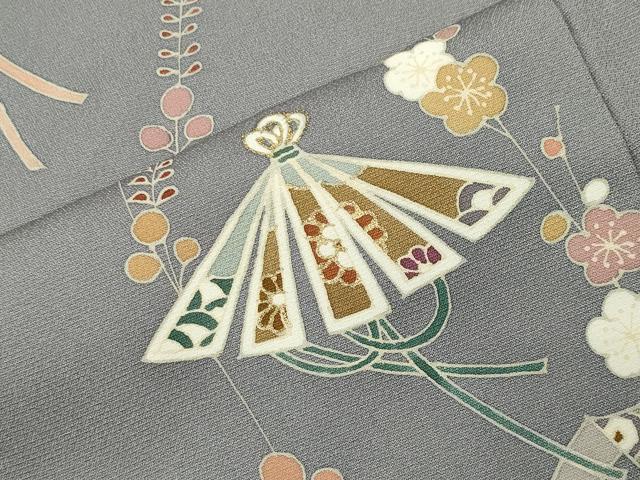 平和屋着物●訪問着　駒刺繍　花笠　金彩　正絹　逸品　CABI0719gh