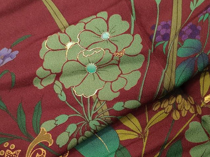 平和屋着物●訪問着　草花文　暈し染め　金彩　ロング丈　正絹　逸品　未使用　CABI0720gh